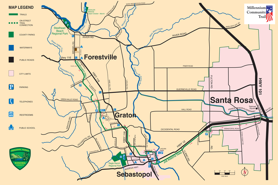 West County and Joe Rodota Trails Map
