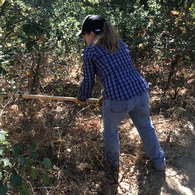 Volunteer working on trail at Helen Putnam-195