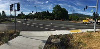 ADA accessible crosswalk at Pythian Road and Hwy 12
