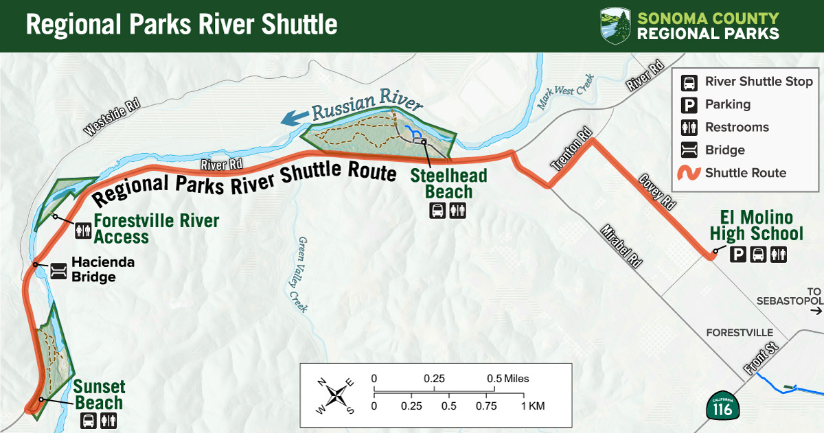 Regional Parks River Shuttle map