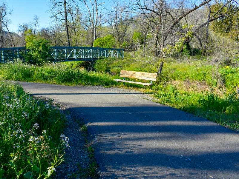 accessible bench at Cloverdale River Park