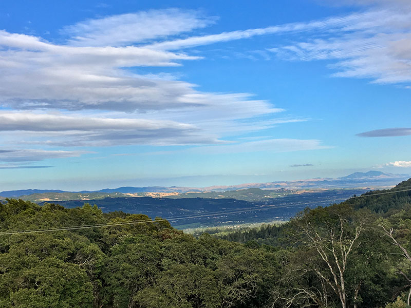 View of valley and hills