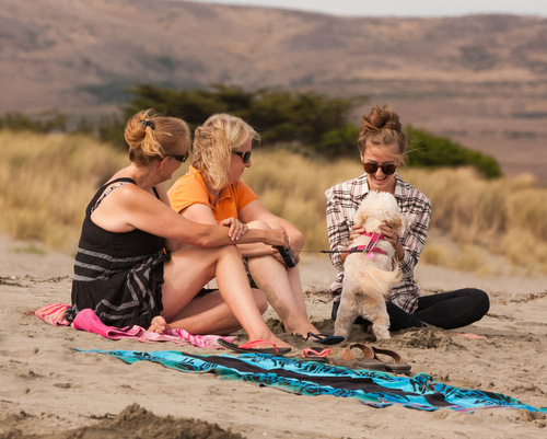 Women with dog at Doran Beach