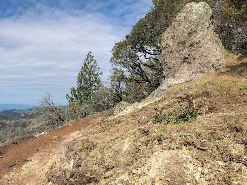 The Spire boulder along Lawson Trail