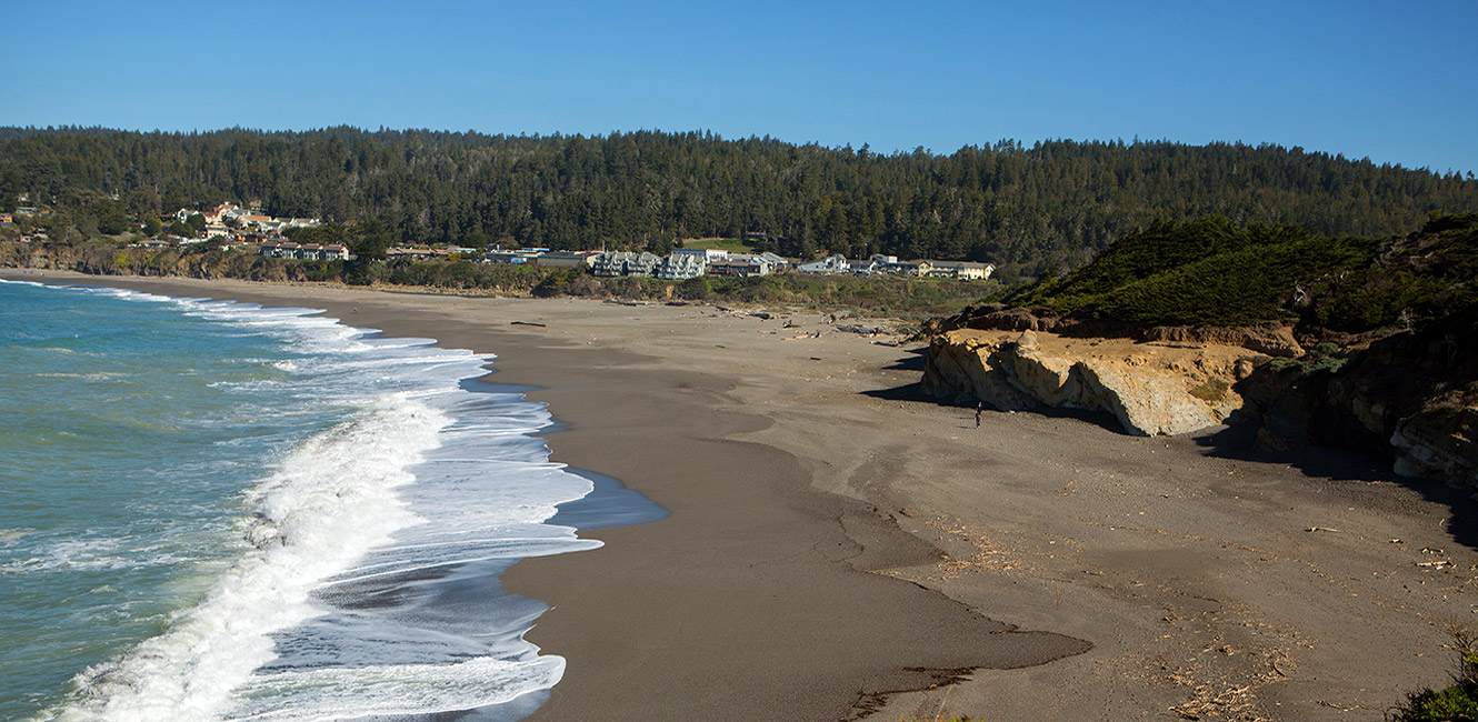 Waves crashing on the beach at Gualala Point Regional Park