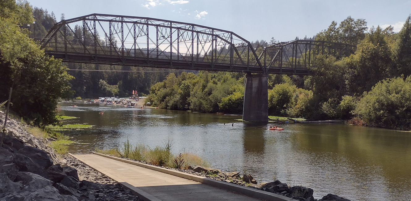 Guerneville River Park view of bridge 