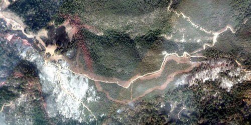 Aerial photo of Hood Mountain Park showing dozer line firebreak 500