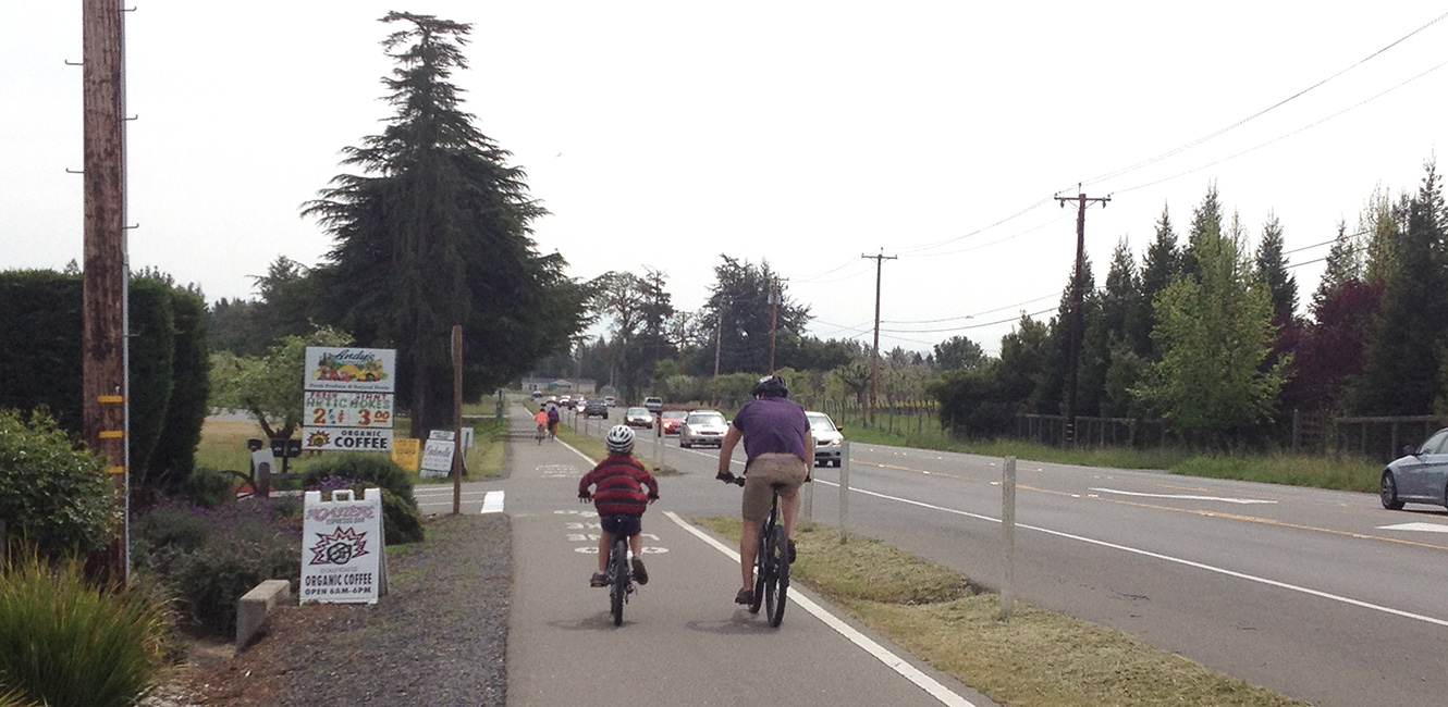 West County Trail parallel to Highway 116 outside of Sebastopol