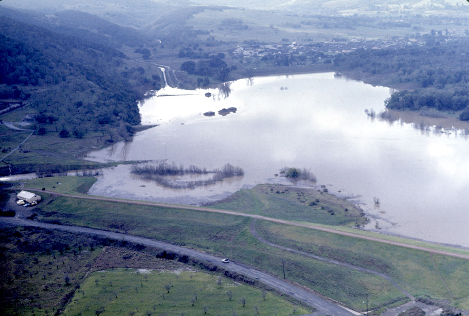 Spring Lake flooding on February 1 1975, Photo courtesty Sonoma Water