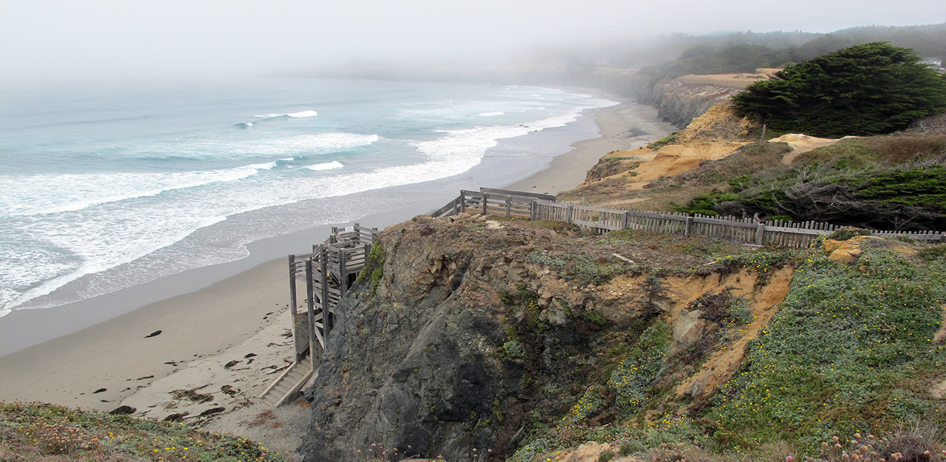 Black Point Coastal Access Trail stairs and beach