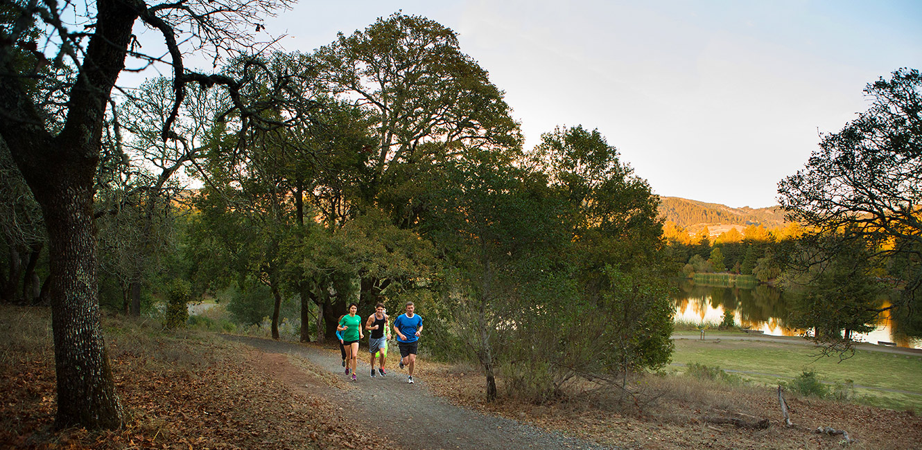 Trail running at Spring Lake Regional Park 