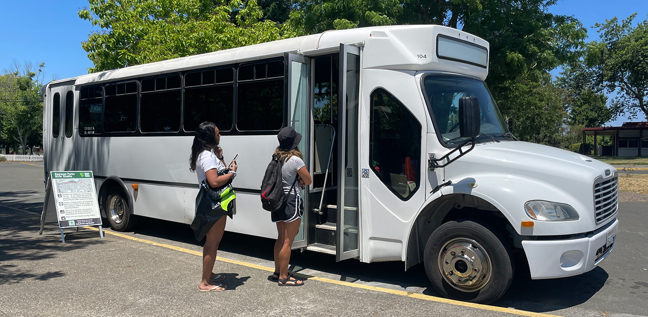 Regional Parks River Shuttle picking up passengers at El Molino High School